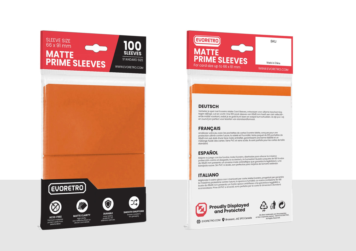 EVORETRO Matte Card Sleeves Standard Size Glare-Free