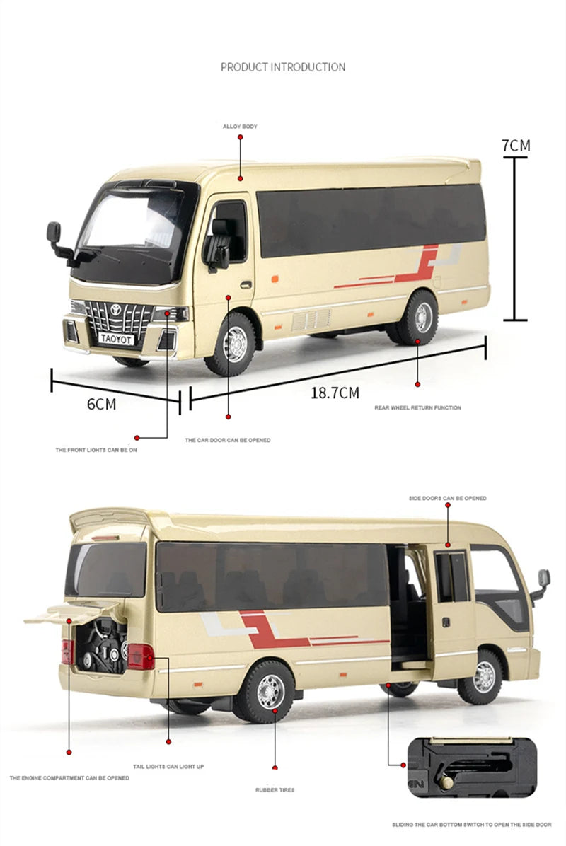Coaster Mini Bus Diecast Model Vehicle - Sound & Light Effects Collection