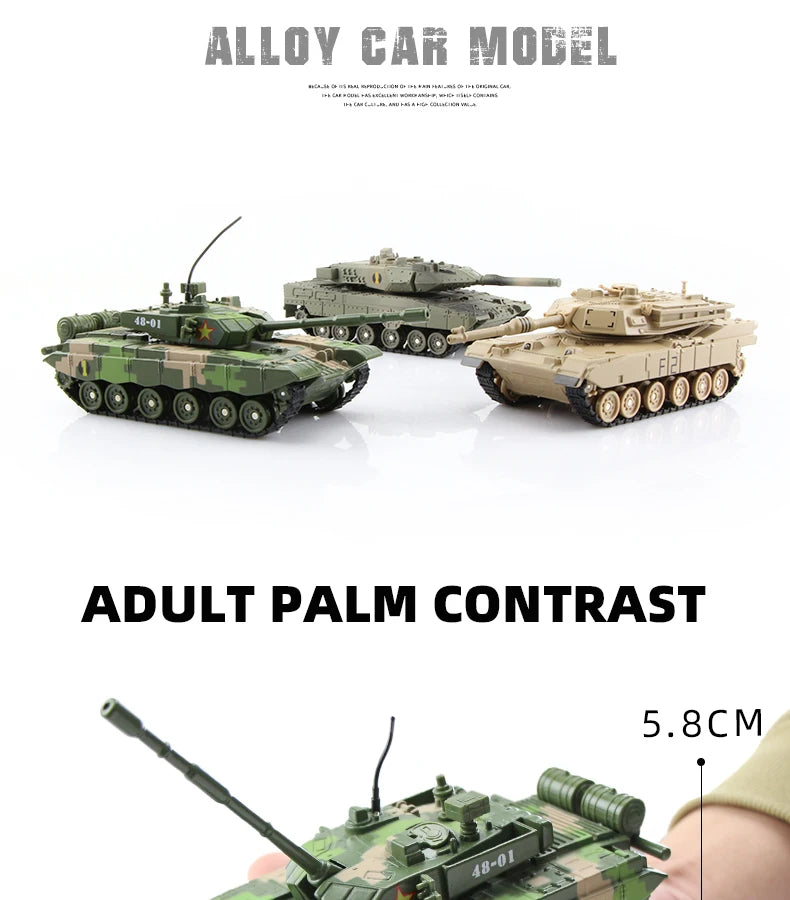Main Battle Tank Leopard 2 M1A2 Abrams Type 99 - Diecast Collectible Model - Sound & Light Edition