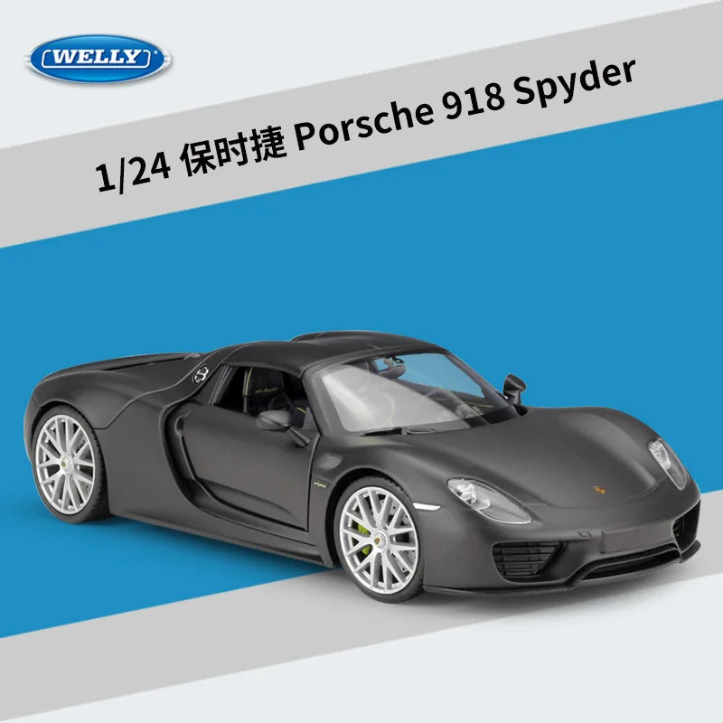 WELLY 1:24 Porsche 918 Spyder Concept Alloy Car Diecasts & Toy Vehicles Car Model Miniature Scale Model Car Toy For Children