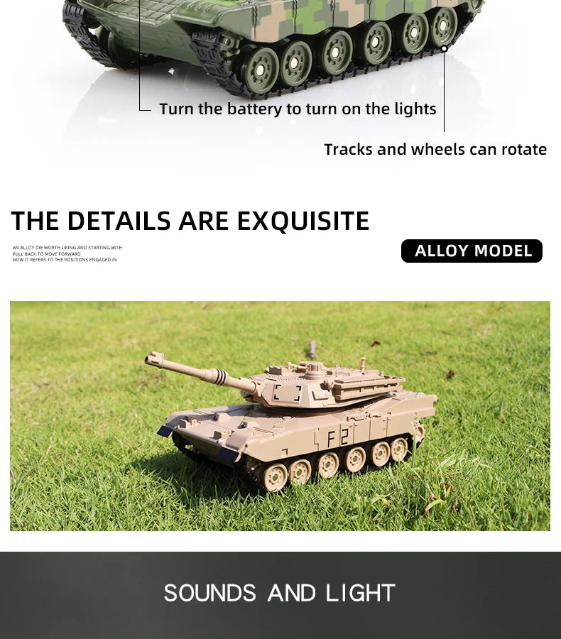 Main Battle Tank Leopard 2 M1A2 Abrams Type 99 - Diecast Collectible Model - Sound & Light Edition