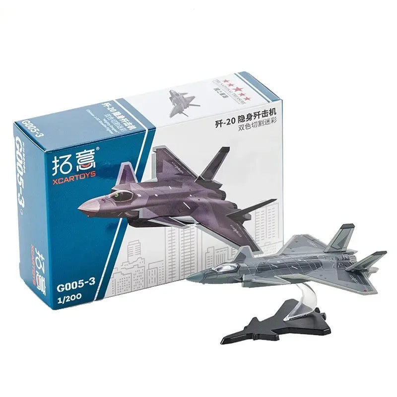 Diecast 1/200 Scale J-20 Stealth Fighter Simulation Alloy fighter Model Static Display Collectible Gift Toy Souvenir Decration