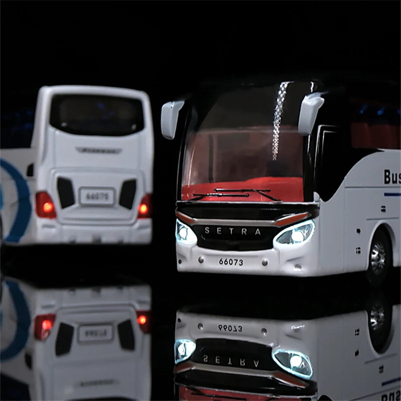 Electric Tourist Toy Traffic Bus Alloy Car Model Diecasts Simulation Metal Toy Business Bus Model Sound and Light Childrens Gift