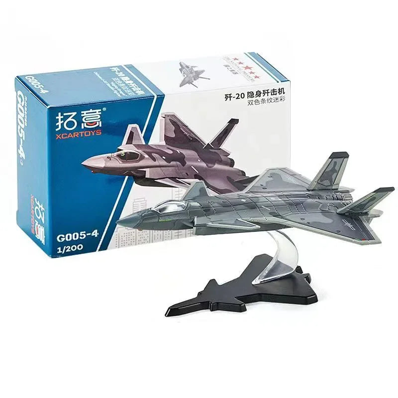 Diecast 1/200 Scale J-20 Stealth Fighter Simulation Alloy fighter Model Static Display Collectible Gift Toy Souvenir Decration