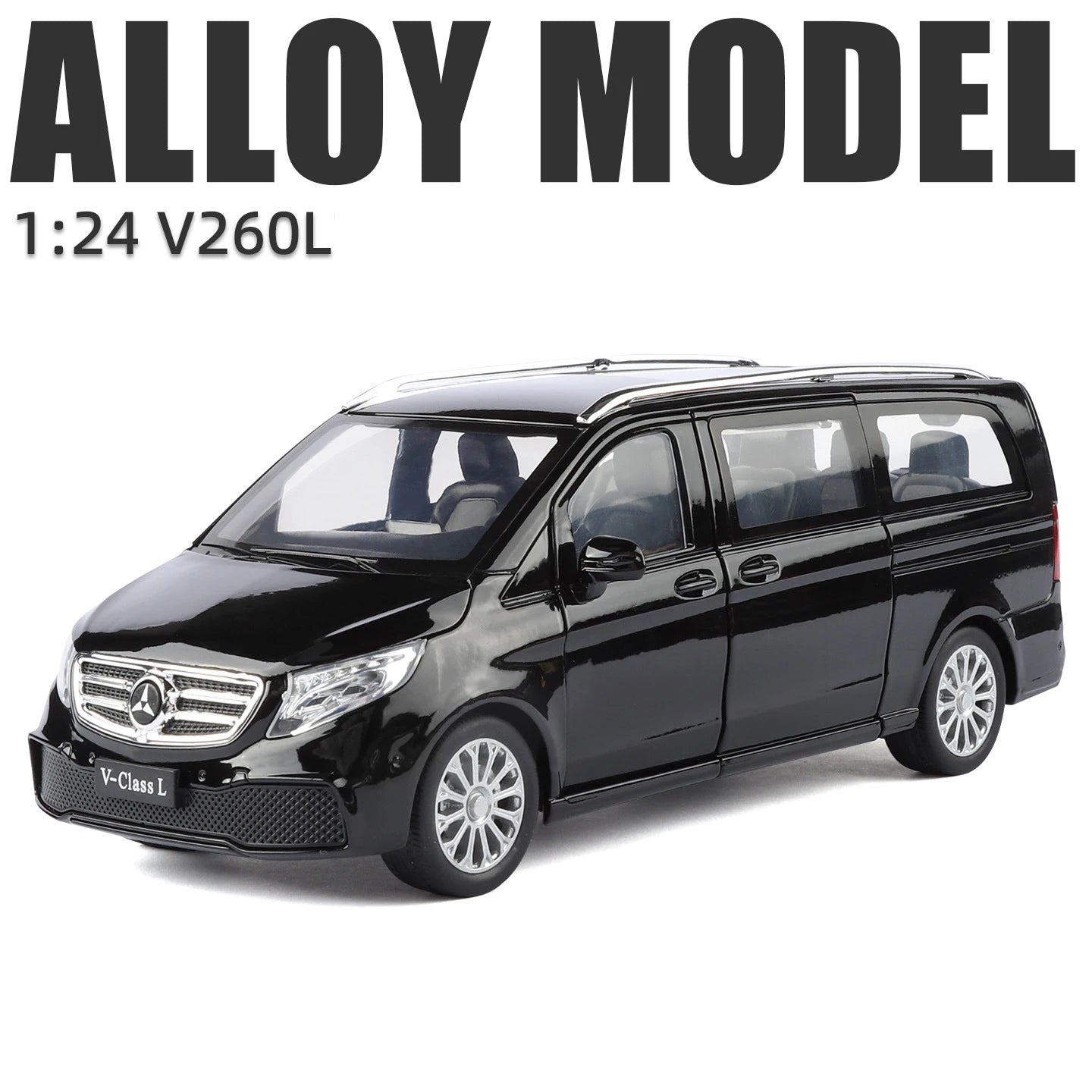Mercedes-Benz V260 MPV Diecast Model Car with Sound, Light, Pull-Back Action – 1:24 Scale