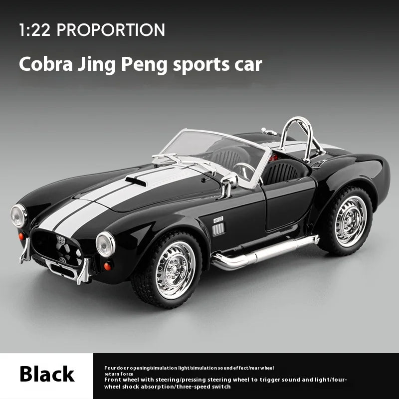 CCA 1965 Shelby Cobra Convertible Roadster 1:24 Diecast Model Car with Sound, Lights & Pull-Back Action