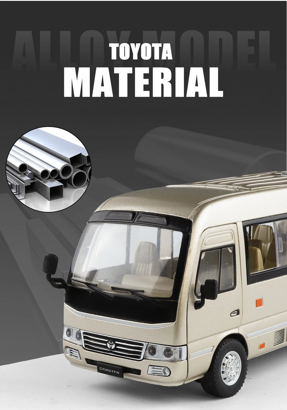 Toyota Coaster Mini Bus Diecast Model Vehicle - Sound & Light Efects
