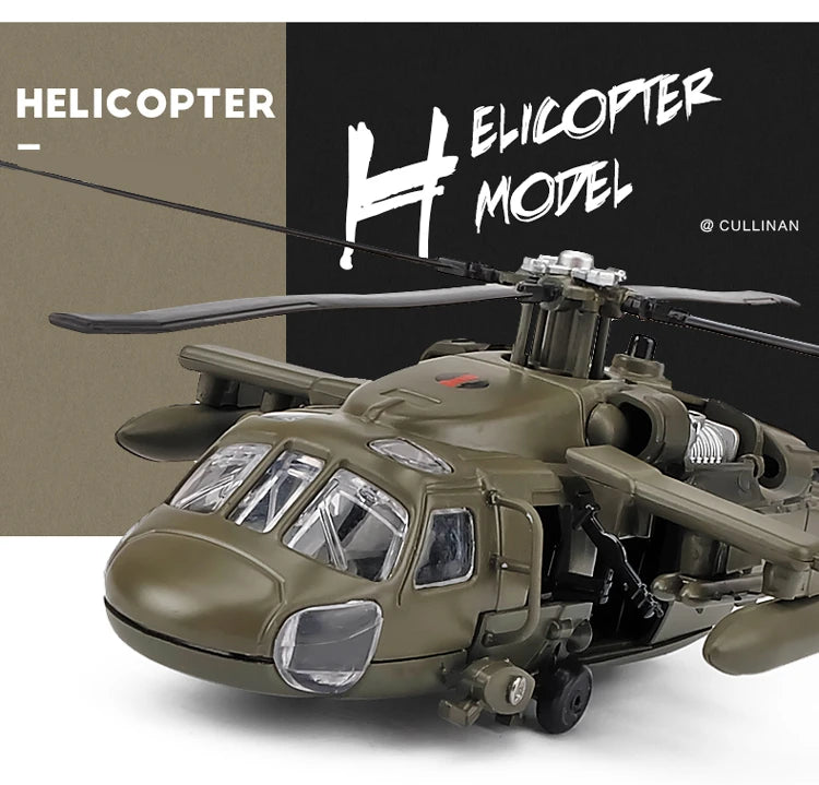 Sikorsky UH-60 Black Hawk Helicopter Diecast Collectible Model Sound & Light Effects