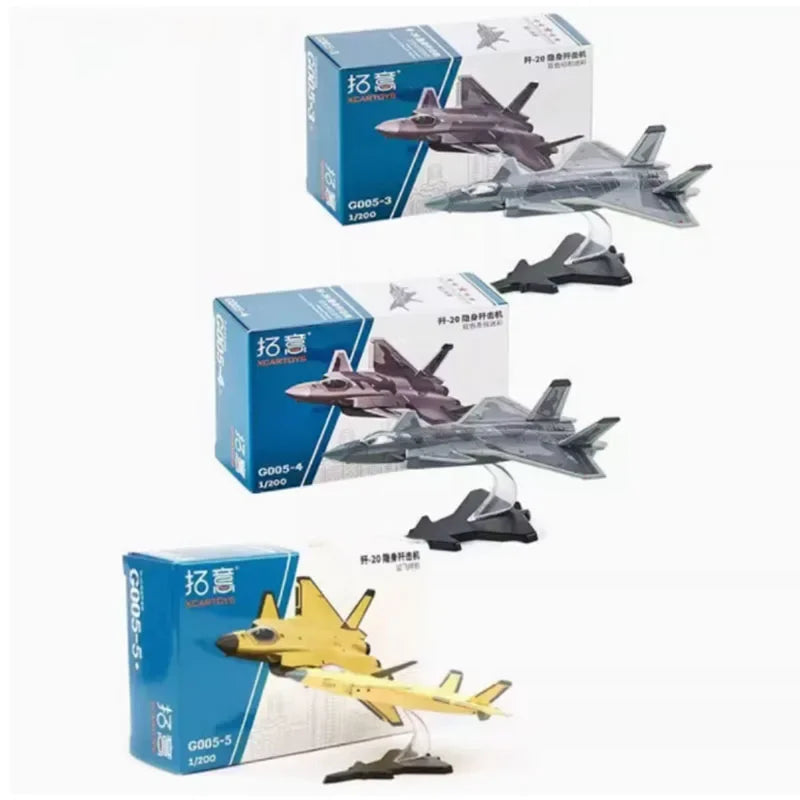 Diecast 1/200 Scale J-20 Stealth Fighter Simulation Alloy fighter Model Static Display Collectible Gift Toy Souvenir Decration