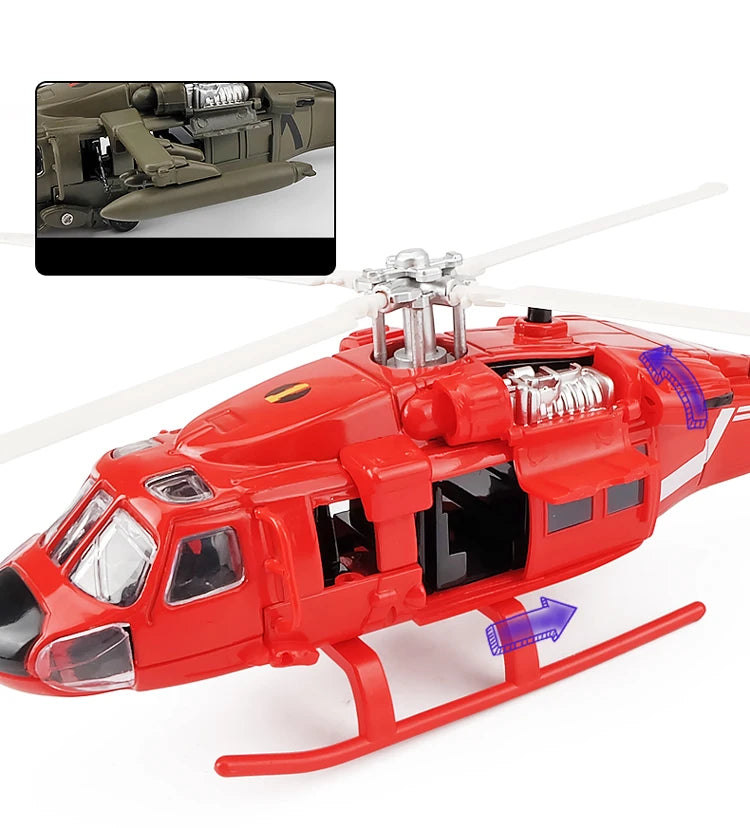 Sikorsky UH-60 Black Hawk Helicopter Diecast Collectible Model Sound & Light Effects