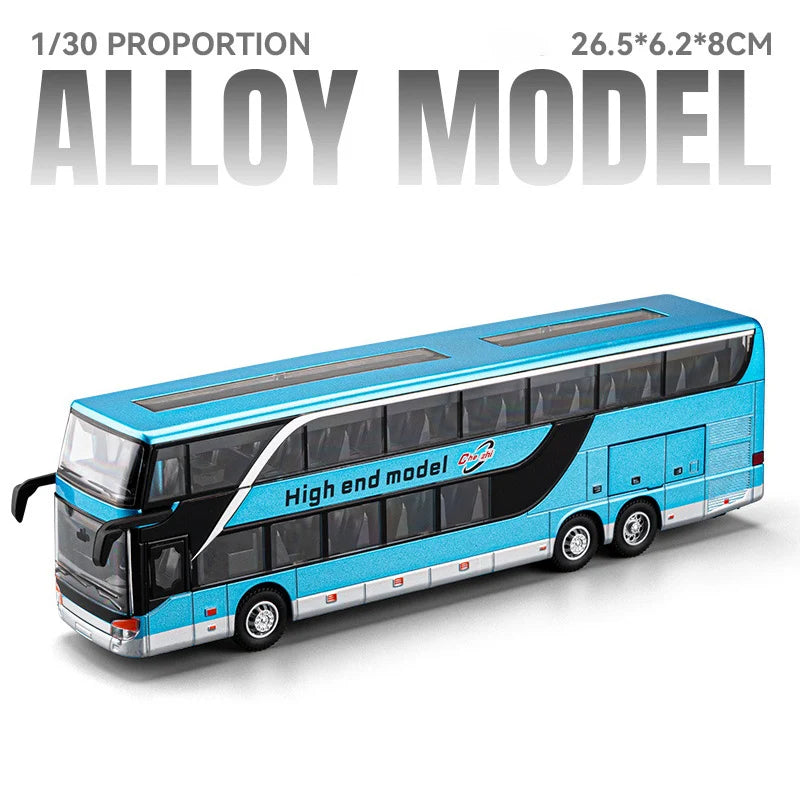 Business Class Long Distance Double Decker Bus Diecast Model - Sound & Light Effects