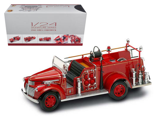 1941 GMC Fire Engine Red with Accessories 1/24 Diecast Model Car