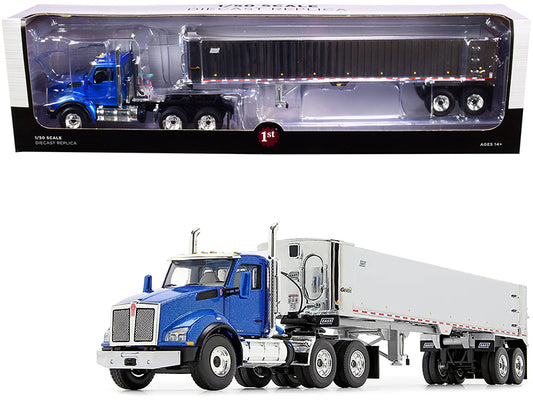 Kenworth T880 Day Cab with East Genesis End Dump Trailer Surf Blue