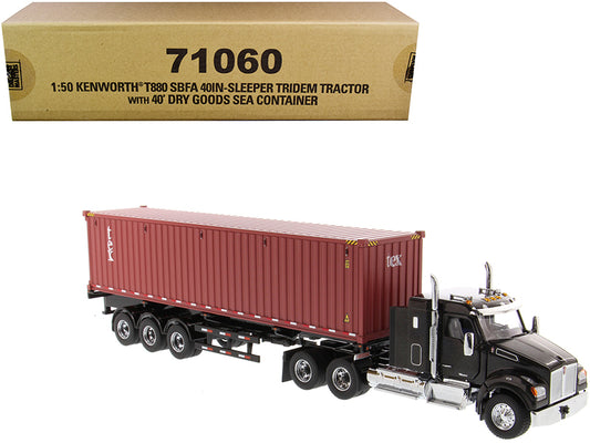 Kenworth T880 SBFA 40\ Sleeper Cab Tridem Truck Tractor Black Metallic