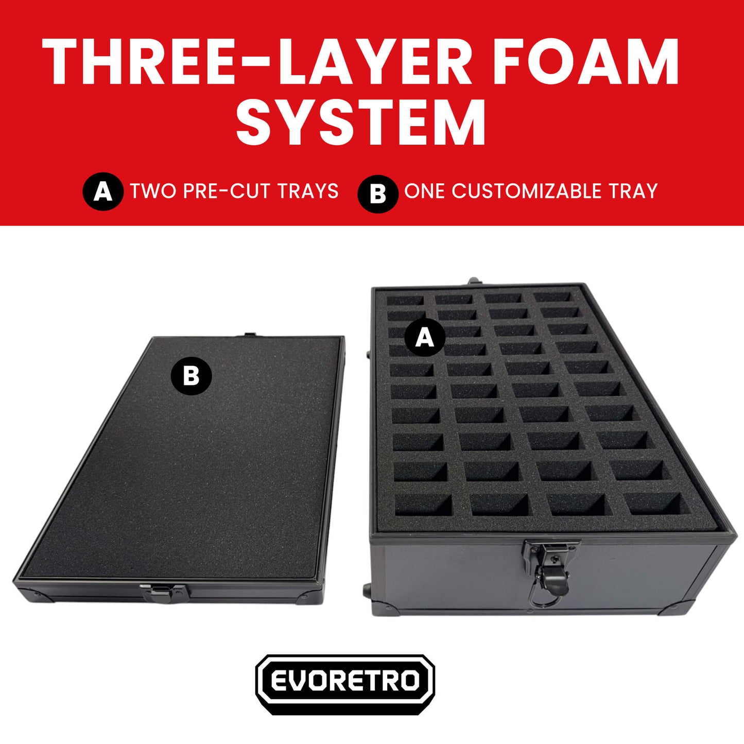 80-Slot EVORETRO Miniature Storage Case with Customizable Foam