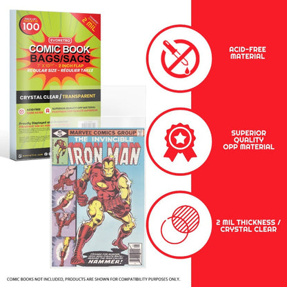 Regular Comic Book Bags Comics - 2 MIL