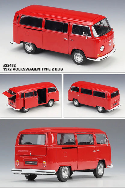 WELLY 1:24 Volkswagen VW T2 T1 Bus Alloy Diecast Vehicle Model
