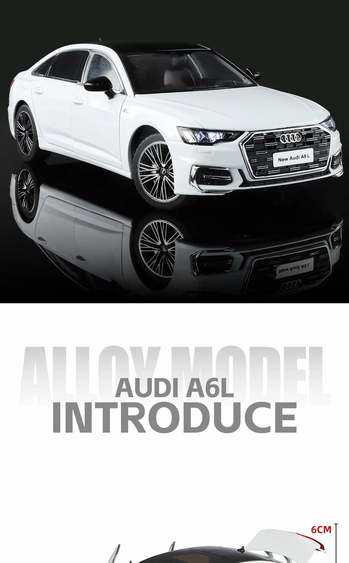 AUDI A6 Alloy Diecast Model Car - Sound and Light Collection Edition – 1:24 Scale