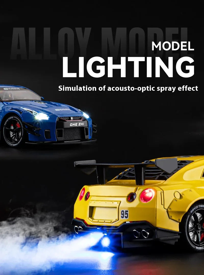 Nissan GT-R R35 Diecast Model Car with Sound & Light – 1:24 Scale
