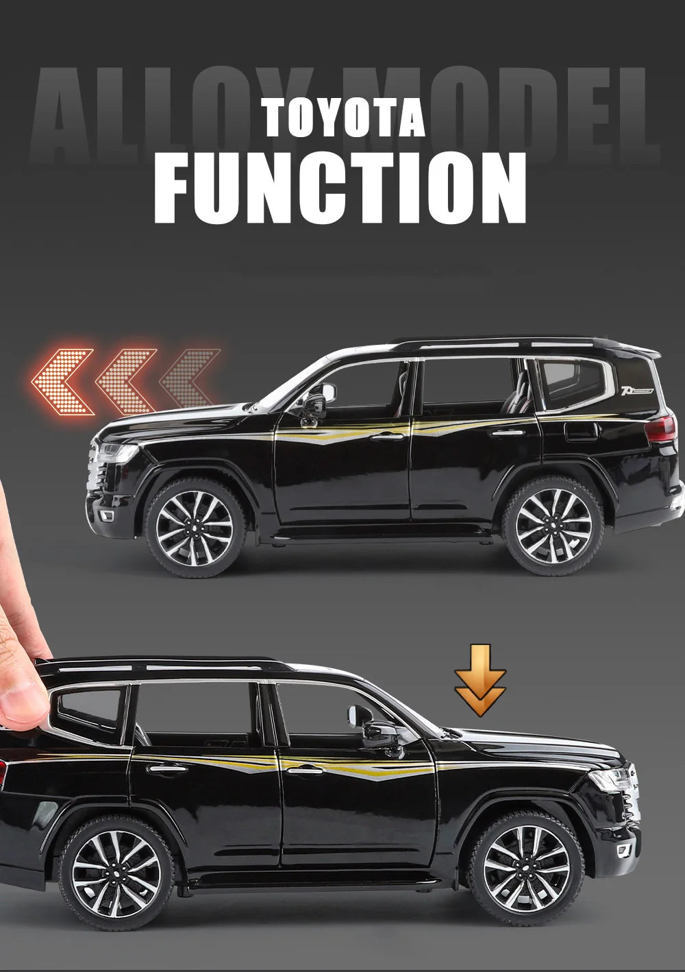 Toyota Land Cruiser LC300 Diecast Alloy SUV Model Car Pull Back Sound & Light