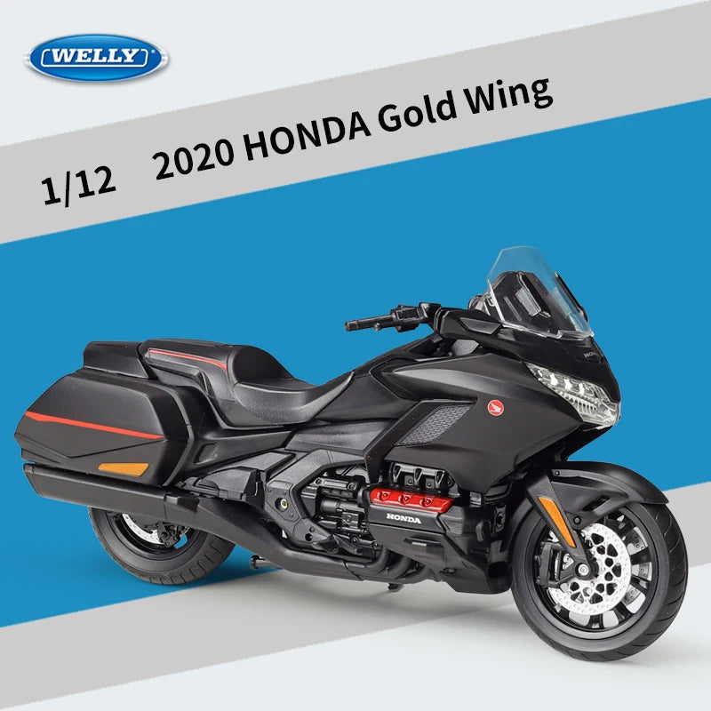 WELLY 1:12 Honda Gold Wing Die Cast Motorcycle Model Toy Vehicle Collection Autobike Shork-Absorber Off Road Autocycle Toys Car