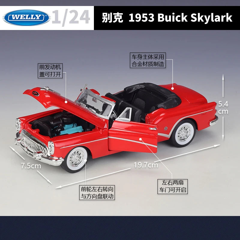 WELLY 1:24 Buick Skylark 1953 Alloy Car Diecasts & Toy Vehicles Car Model Miniature Scale Model Car Toy For Children