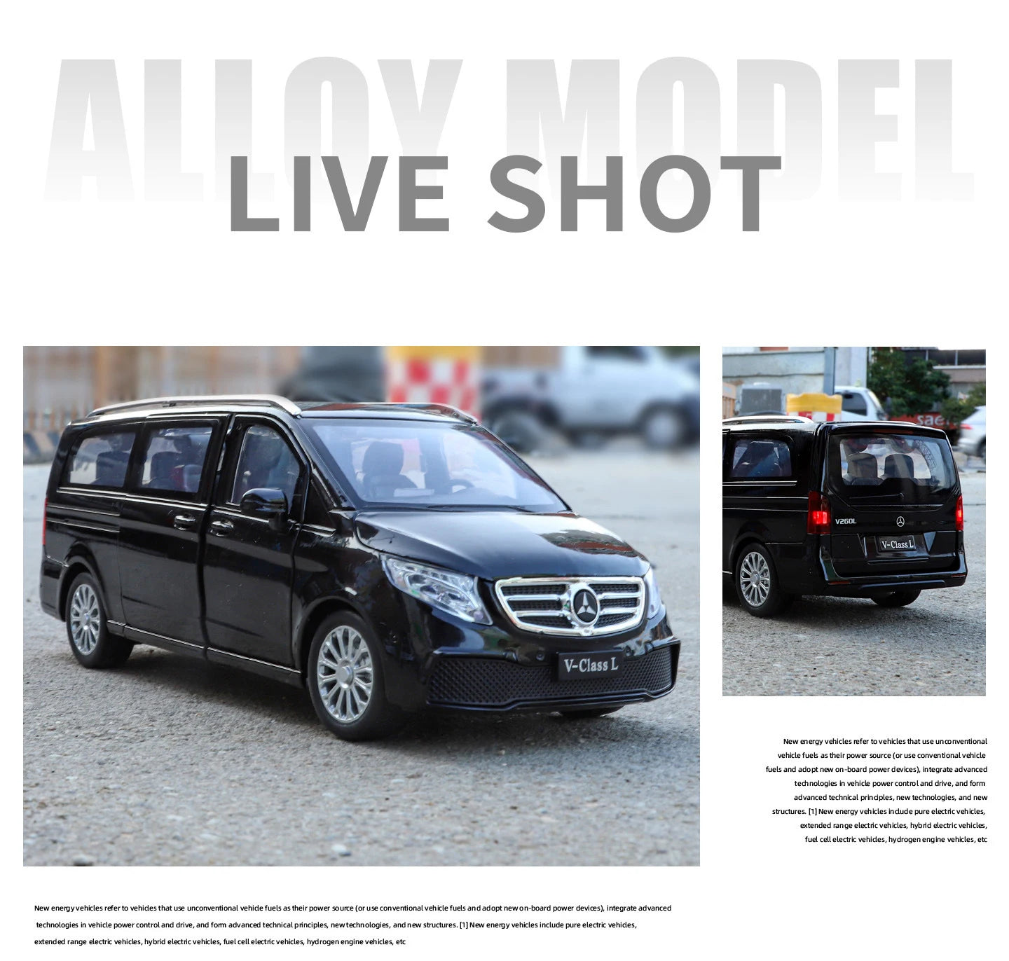 Mercedes-Benz V260 MPV Diecast Model Car with Sound, Light, Pull-Back Action – 1:24 Scale