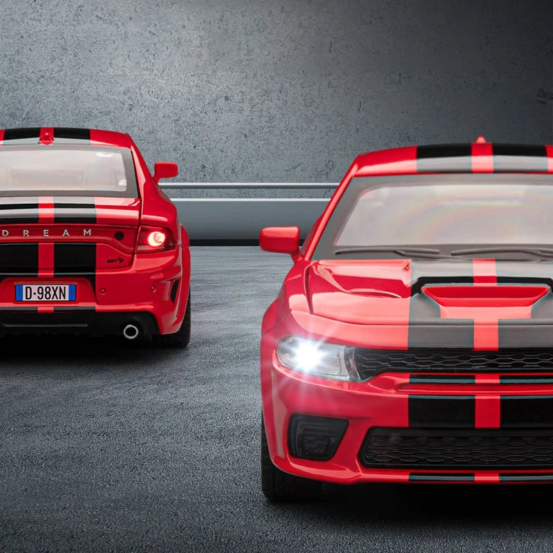 1:32 Charger SRT Hellcat Alloy Muscle Car Model with Sound, Lights, Pull-Back Action