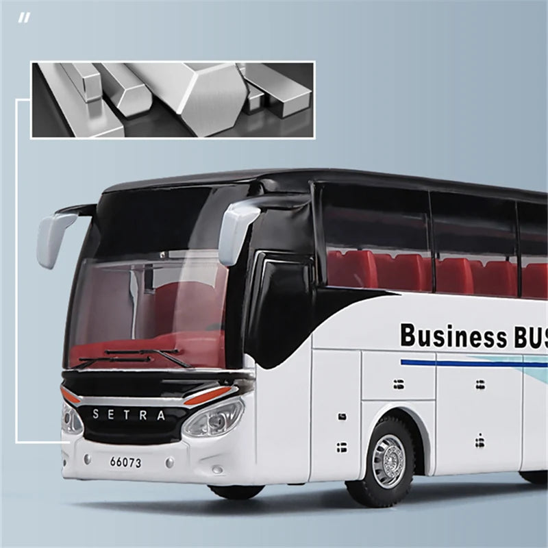 Electric Tourist Toy Traffic Bus Alloy Car Model Diecasts Simulation Metal Toy Business Bus Model Sound and Light Childrens Gift