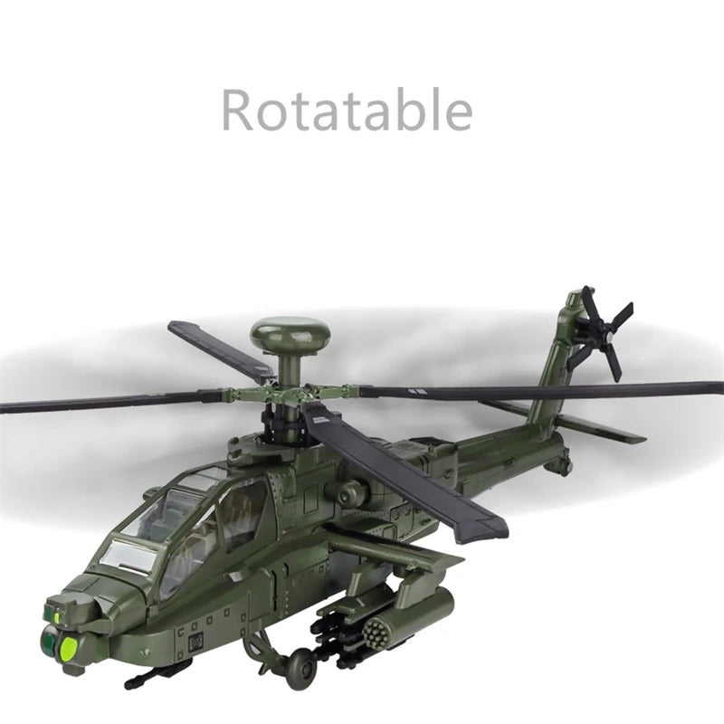 AH-64 Apache Gunship Helicopter Diecast Collectible Model Sound & Light Effects
