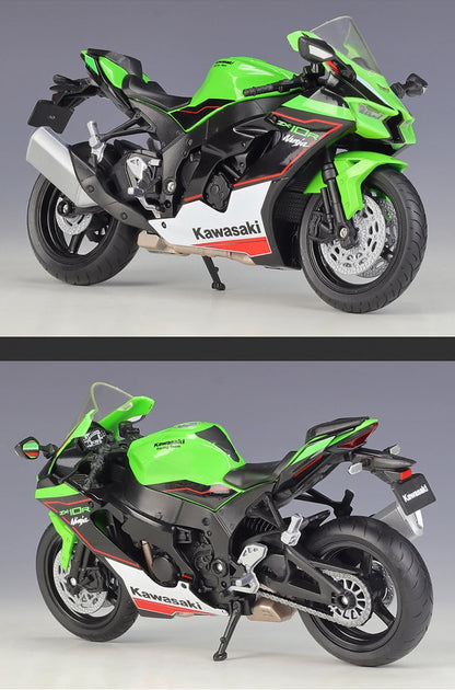 WELLY 1:12 Kawasaki Ninja ZX10R Heavy Locomoti Simulation Alloy Motorcycle Model Shock Absorbers Collection Toy Car Gift