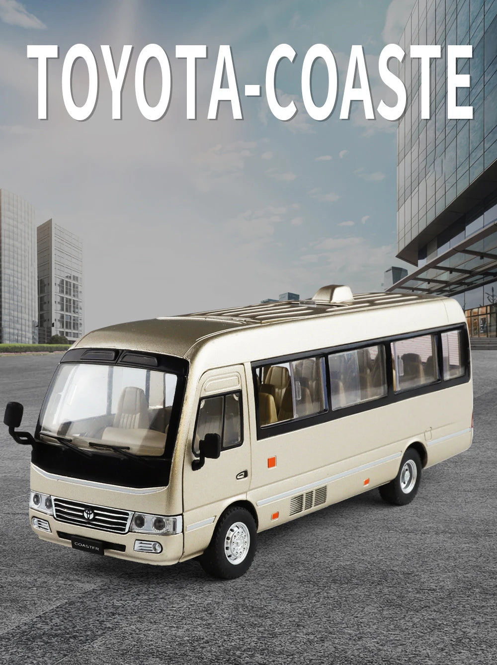 Toyota Coaster Mini Bus Diecast Model Vehicle - Sound & Light Efects