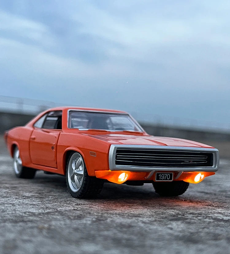 1970 Dodge Charger R/T Diecast Model Car – 1:32 Scale with Sound, Light & Pull-Back Action