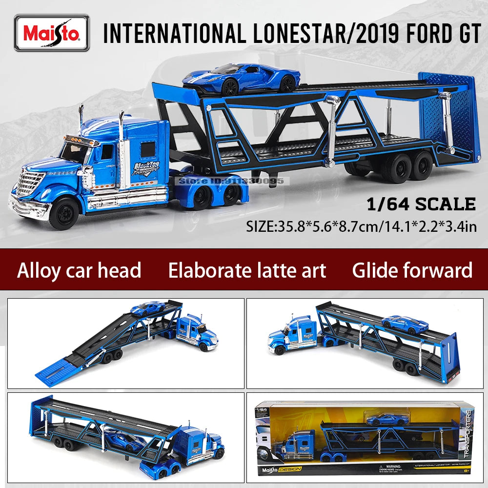 Maisto 1:64 MACK Anthem 2019 FORD LoneStar Transport Casting Manufacturing Trailer Model Simulation Model Alloy Car Collection