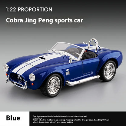 CCA 1965 Shelby Cobra Convertible Roadster 1:24 Diecast Model Car with Sound, Lights & Pull-Back Action