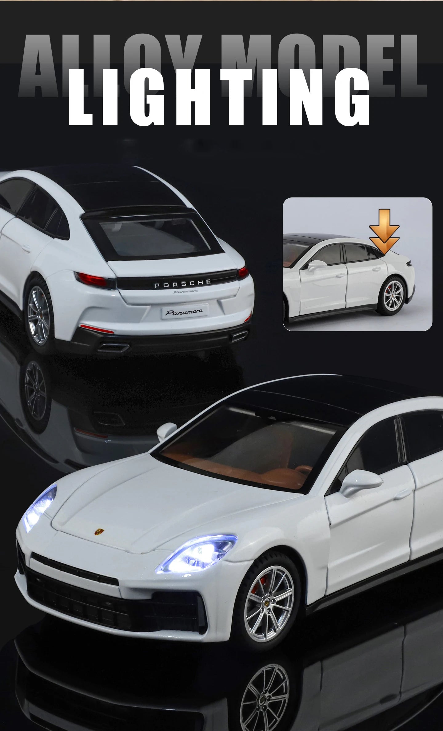Porsche Panamera Diecast Alloy Model Car with Sound, Light &amp; Pull-Back Action