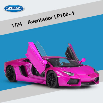 WELLY 1:24 Lamborghini Aventador LP700-4 Diecast Model Car – Alloy Metal Collectible