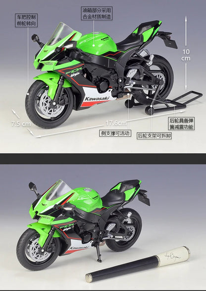 WELLY 1:12 Kawasaki Ninja ZX10R Heavy Locomoti Simulation Alloy Motorcycle Model Shock Absorbers Collection Toy Car Gift