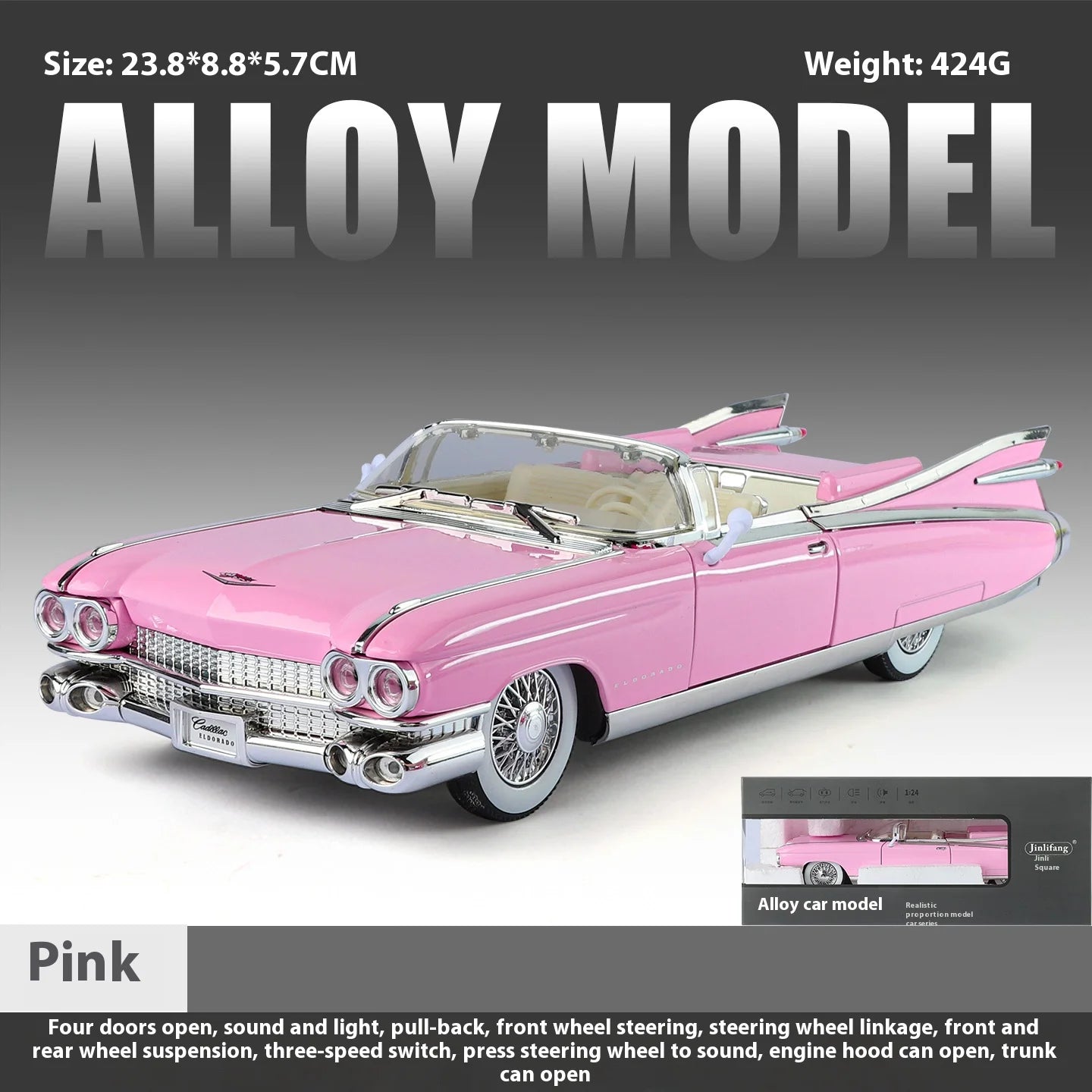 1:24 Retro Luxury Convertible Sports Car Diecast Model