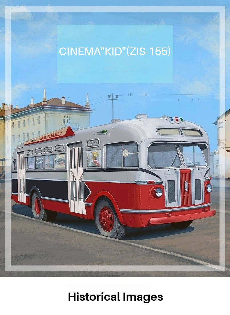 1/43 Scale Toy Car ZIS-155 Mobile Children's Cinema Russian Ufa Bus SJAVN008 Alloy Model Static Model Boy Toy Gift