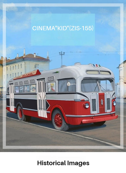 1/43 Scale Toy Car ZIS-155 Mobile Children's Cinema Russian Ufa Bus SJAVN008 Alloy Model Static Model Boy Toy Gift
