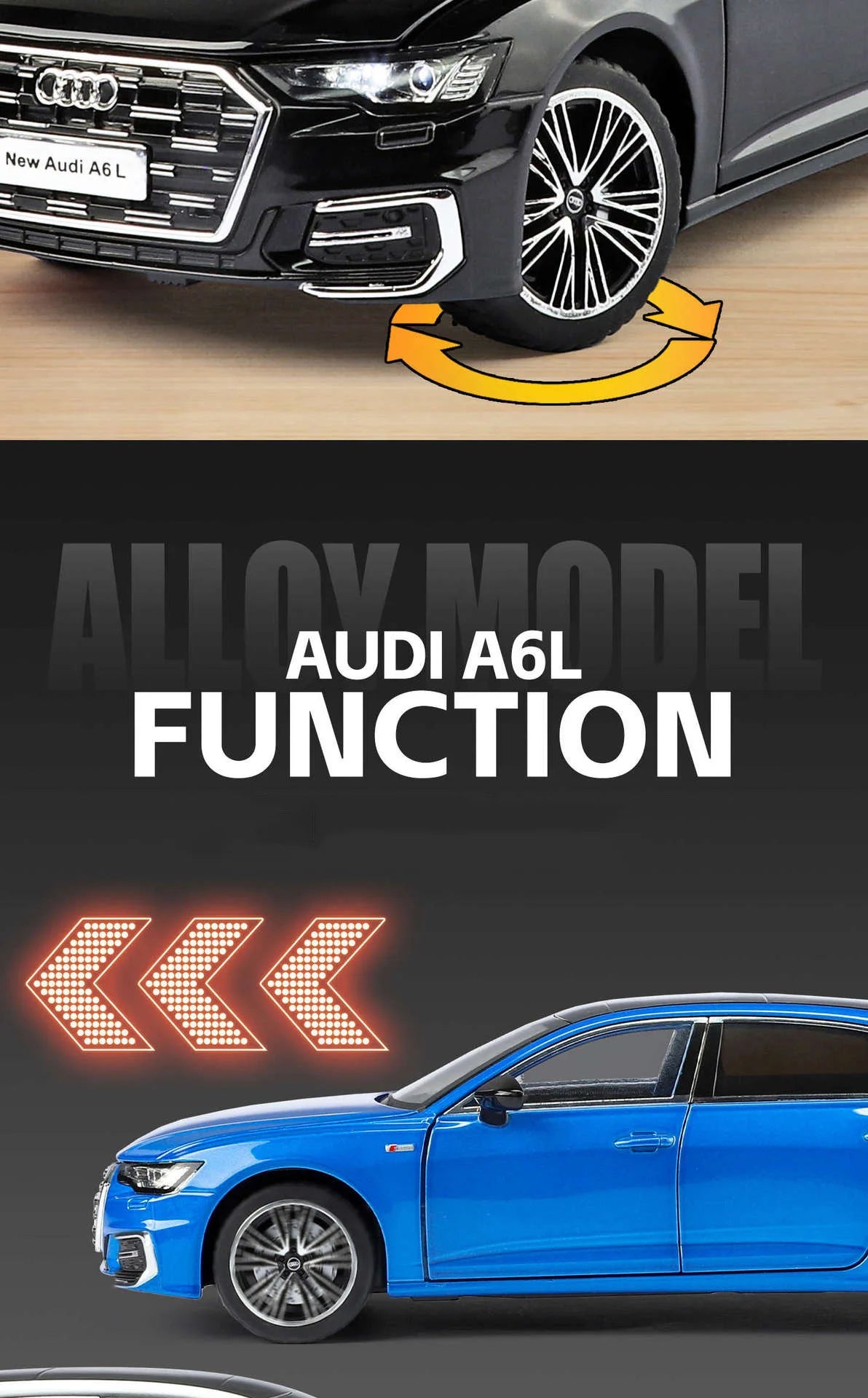 AUDI A6 Alloy Diecast Model Car - Sound and Light Collection Edition – 1:24 Scale
