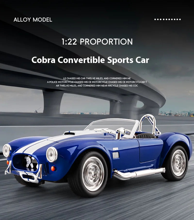 CCA 1965 Shelby Cobra Convertible Roadster 1:24 Diecast Model Car with Sound, Lights & Pull-Back Action