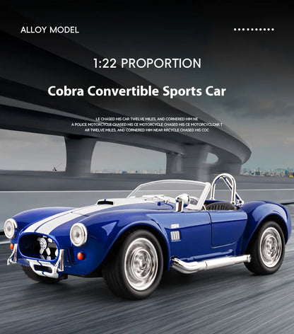 CCA 1965 Shelby Cobra Convertible Roadster 1:24 Diecast Model Car with Sound, Lights & Pull-Back Action