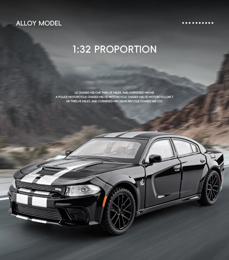 1:32 Charger SRT Hellcat Alloy Muscle Car Model with Sound, Lights, Pull-Back Action