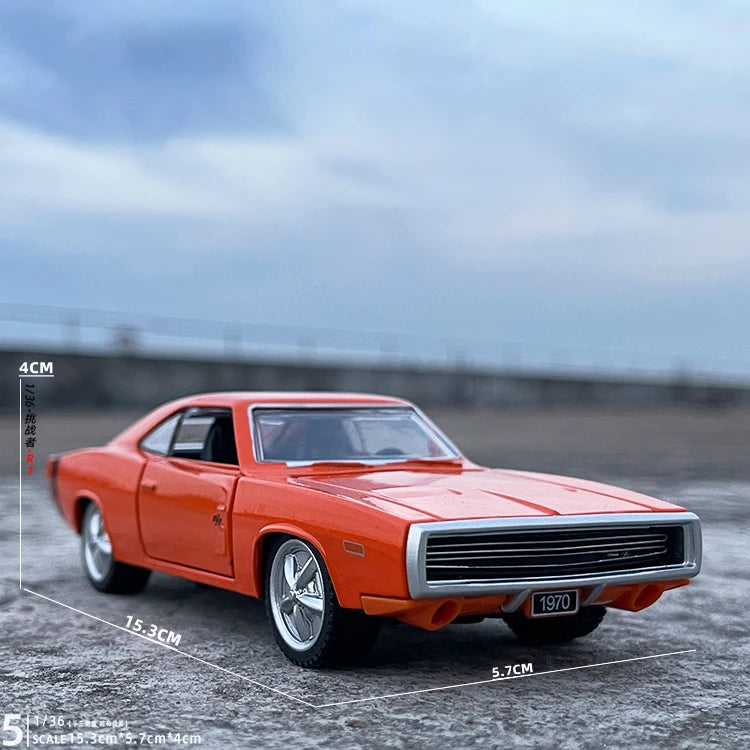 1970 Dodge Charger R/T Diecast Model Car – 1:32 Scale with Sound, Light & Pull-Back Action