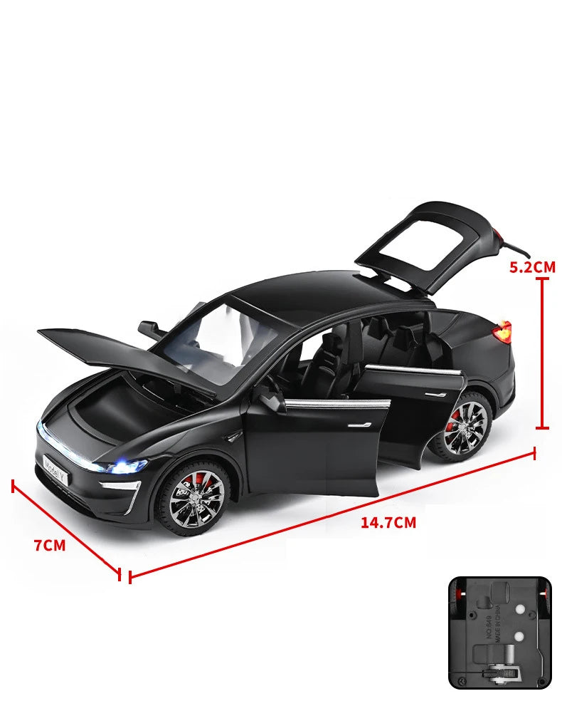 Tesla Model Y 1:32 Diecast Alloy Car with Sound, Light &amp; Pull-Back Action