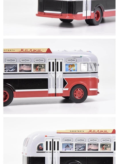 1/43 Scale Toy Car ZIS-155 Mobile Children's Cinema Russian Ufa Bus SJAVN008 Alloy Model Static Model Boy Toy Gift