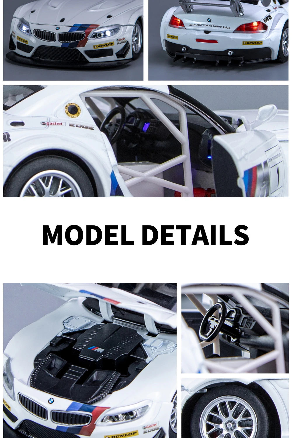 BMW Z4 GT3 M4 BMW M6 Racing Diecast Model Car (1:24 Scale)