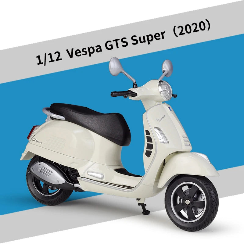 WELLY 1/12 Vespa GTS Super 2020 Die Cast Motorcycle Model Toy Vehicle Collection Autobike Off Road Autocycle Toys Car
